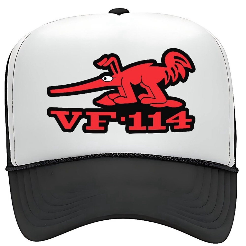 Aardvarks Fighter Squadron VF-114 Foam Trucker Mesh Snapback Cap Hat Black